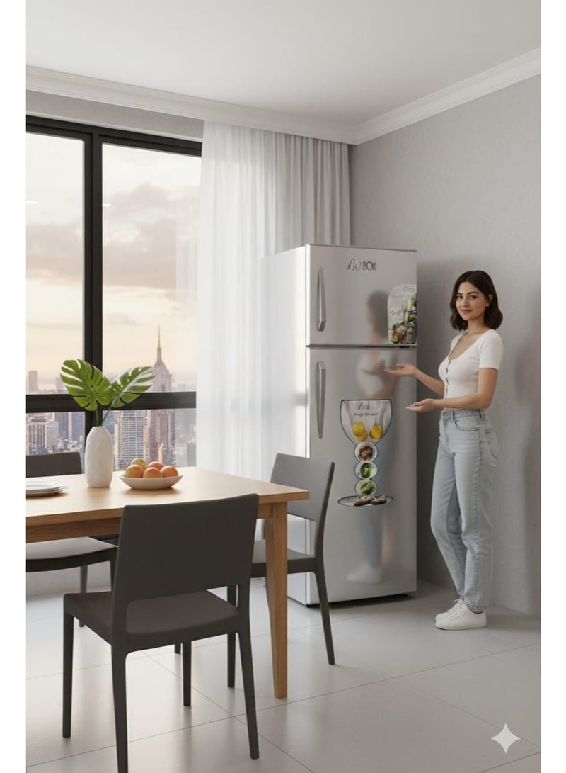 W.BOX 260 Liters Double Door Refrigerator 9.2 Cu.Ft, Freezer, Fast Cooling Fridge, Safety Lock And Key, Low Noise, Energy Saving, 2 Years Warranty, Silver | WBR280WL - Image 5