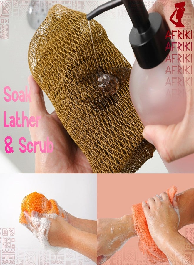 AFRIKI African Net Sponge, Premium Authentic Exfoliating Body Scrubber, Extra Long Stretch Bath Sponge for Shower, Deep Exfoliating Washcloth for Smooth Skin, 1 Pack (Rose Gold) - Image 5