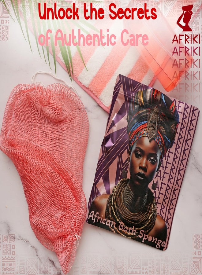 AFRIKI African Net Sponge, Premium Authentic Exfoliating Body Scrubber, Extra Long Stretch Bath Sponge for Shower, Deep Exfoliating Washcloth for Smooth Skin, 1 Pack (Rose Gold) - Image 4