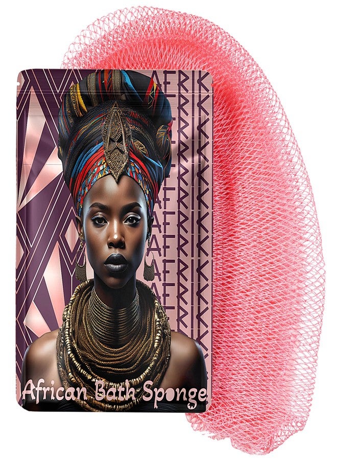 AFRIKI African Net Sponge, Premium Authentic Exfoliating Body Scrubber, Extra Long Stretch Bath Sponge for Shower, Deep Exfoliating Washcloth for Smooth Skin, 1 Pack (Rose Gold) - Image 1