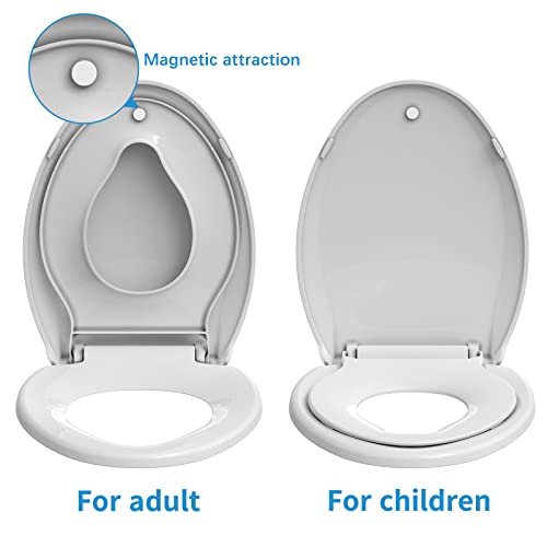 homfan Toilet Seat, Elongated Toilet Seat with Toddler Seat Built in, Potty Training Toilet Seat Elongated Fits Both Adult and Child, with Slow Close and Magnets- Elongated 2 Packs - Image 4