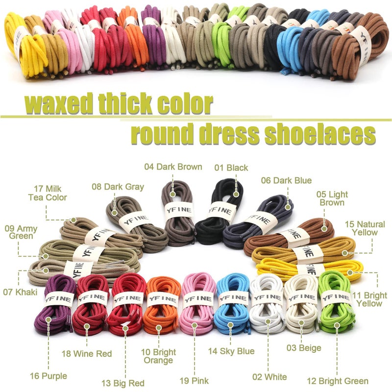 YFINE 39 Inch Round Waxed Dress Shoes Shoelaces Boots Shoe Laces Army Green (2 Pair) - Image 5