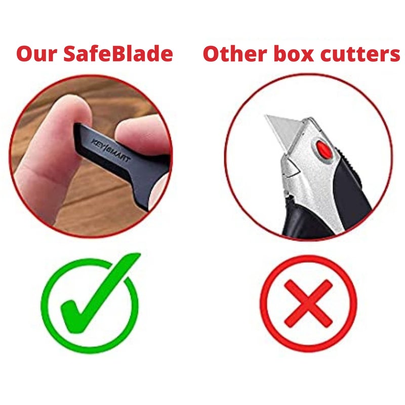 key smart KeySmart Safe Box Cutter - Key-shaped Safe Package Opener For Everyday Carry, with Finger Protection Fits Perfectly on Keychain or Inside a KeySmart (Black) - Image 4