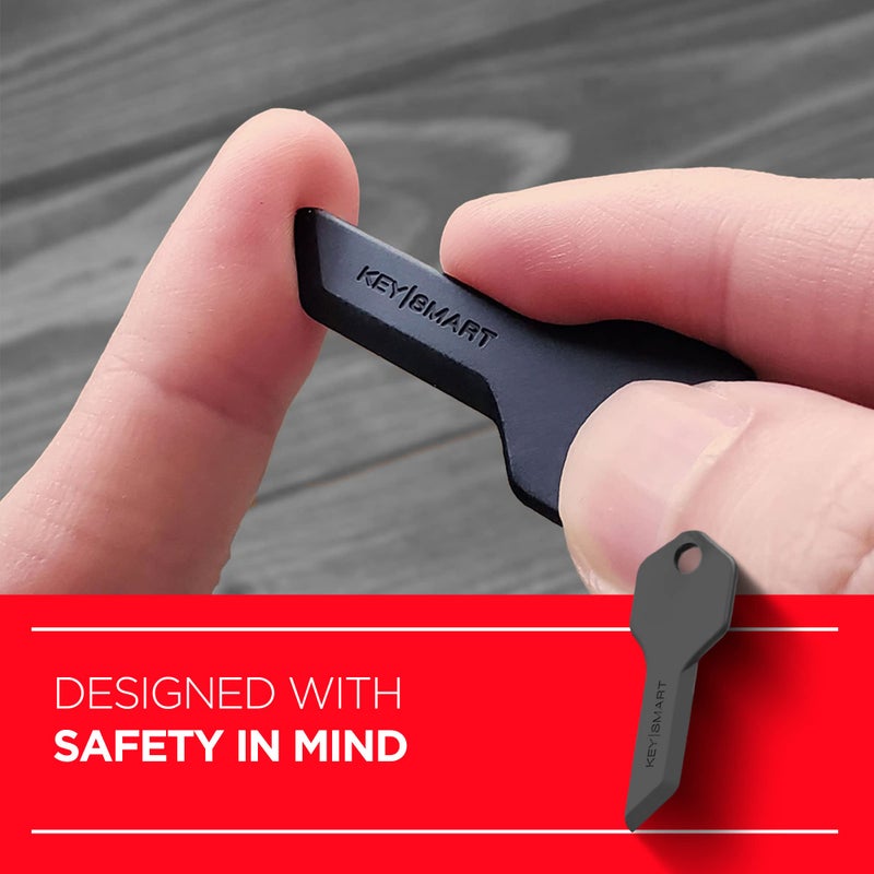 key smart KeySmart Safe Box Cutter - Key-shaped Safe Package Opener For Everyday Carry, with Finger Protection Fits Perfectly on Keychain or Inside a KeySmart (Black) - Image 2