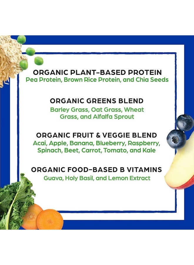 Organic Meal, Vegan Meal Replacement Protein Powder, Vanilla Bean - 20G Plant Based Protein, 6G Prebiotic Fiber, Fruits, Vegetables & Greens, Gluten Free, Shakes & Smoothies, 2.01Lb