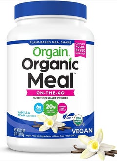 Orgain Organic Meal, Vegan Meal Replacement Protein Powder, Vanilla Bean - 20g Plant Based Protein, 6g Prebiotic Fiber, Fruits, Vegetables & Greens, Gluten Free, Shakes & Smoothies, 2.01lb  - Image 1