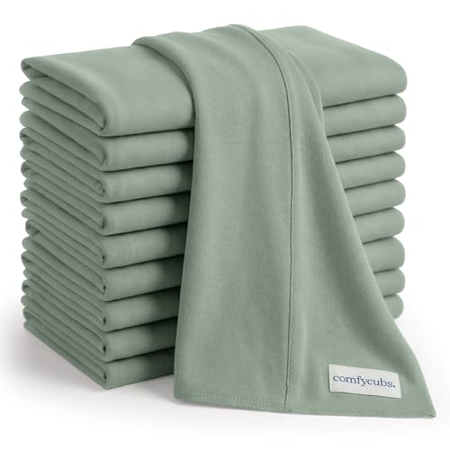 Comfy Cubs Baby Burp Cloths Set Pack of 10 Large 6Layer Ultra Absorbent 100 Cotton for Infant SpitUp Drool and Messes Soft Gentle Thoughtful New Born Baby Gifts Fern - Image 1