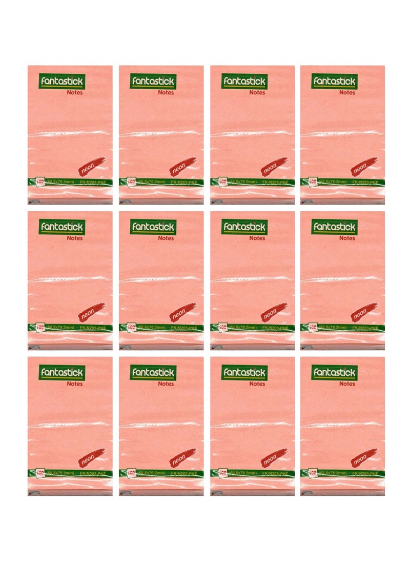 Fantastick 12-Piece Sticky Notes 2x3 Inch Size Light Pink  - Image 1