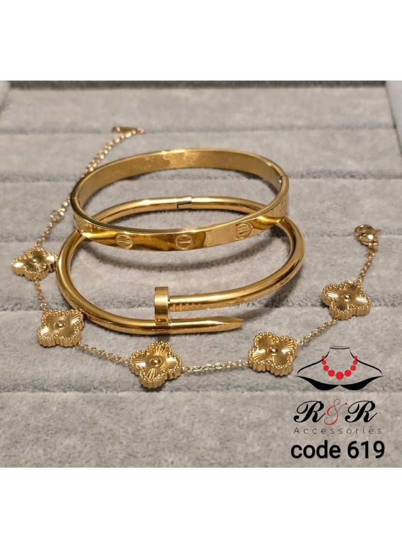 R&R A set of stainless steel bracelets and chains - Image 1