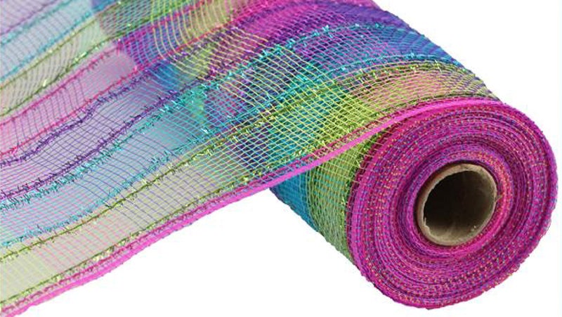 Tinsel Poly Deco Mesh Ribbon 10 Wide x 30 Feet 10 Yards for Bows Wreaths Crafts and Decorations Plaid Check Rainbow Fuchsia Pink Purple Turquoise Blue Lime Green