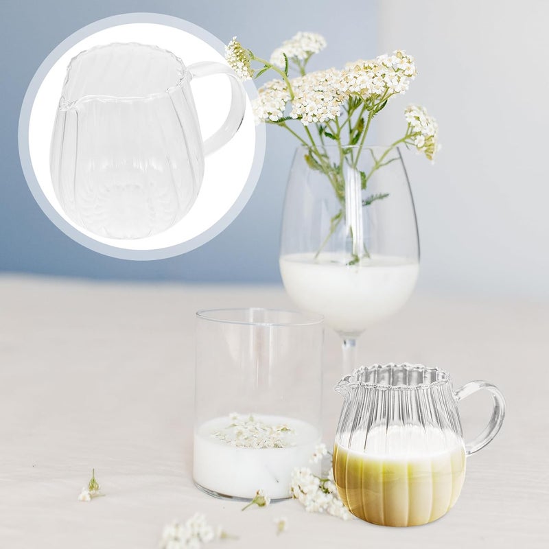 2Pcs Small Glass Creamer Pitcher Cold and Heat-resistant Portable Beverage Containers for Coffee Milk Tea Milk Cups with High Transparency and Thickened Mouth - Image 3