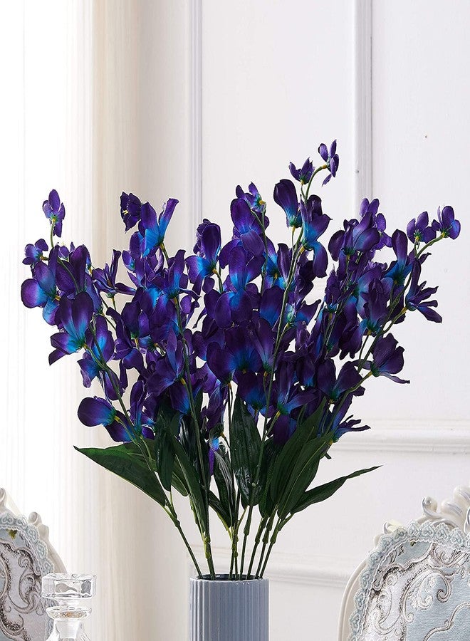 The Decor Affair Galaxy Orchid Stems | Artificial Purple Blue Turquoise Orchid Stems (Pack of 10) - Image 1