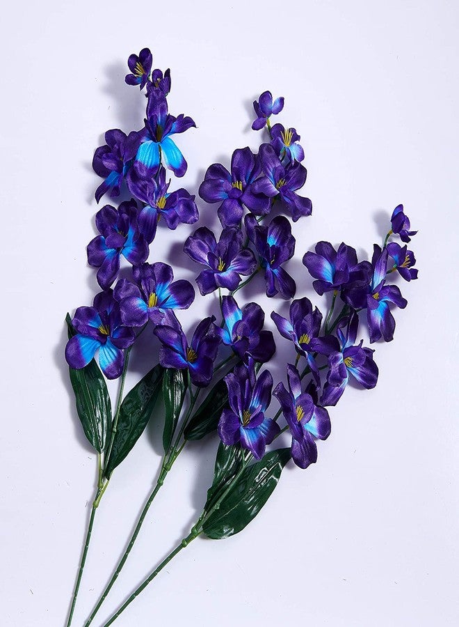 The Decor Affair Galaxy Orchid Stems | Artificial Purple Blue Turquoise Orchid Stems (Pack of 10) - Image 2