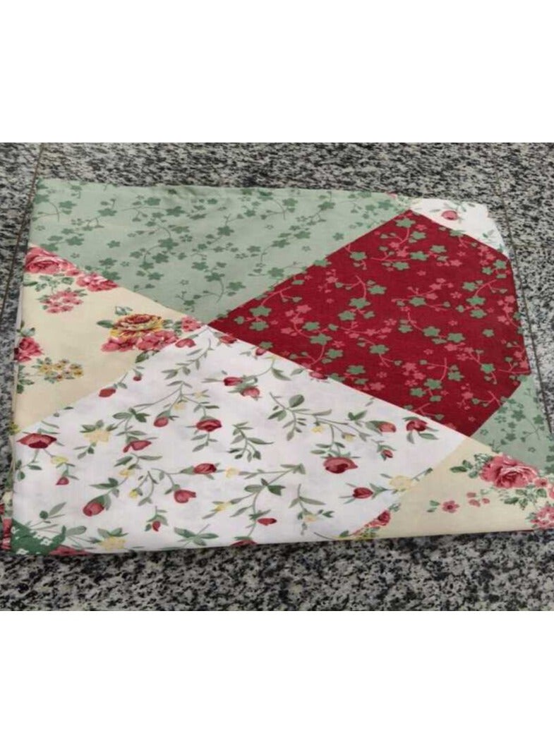 Children's patterned cotton sheet - 6 pieces - red and olive