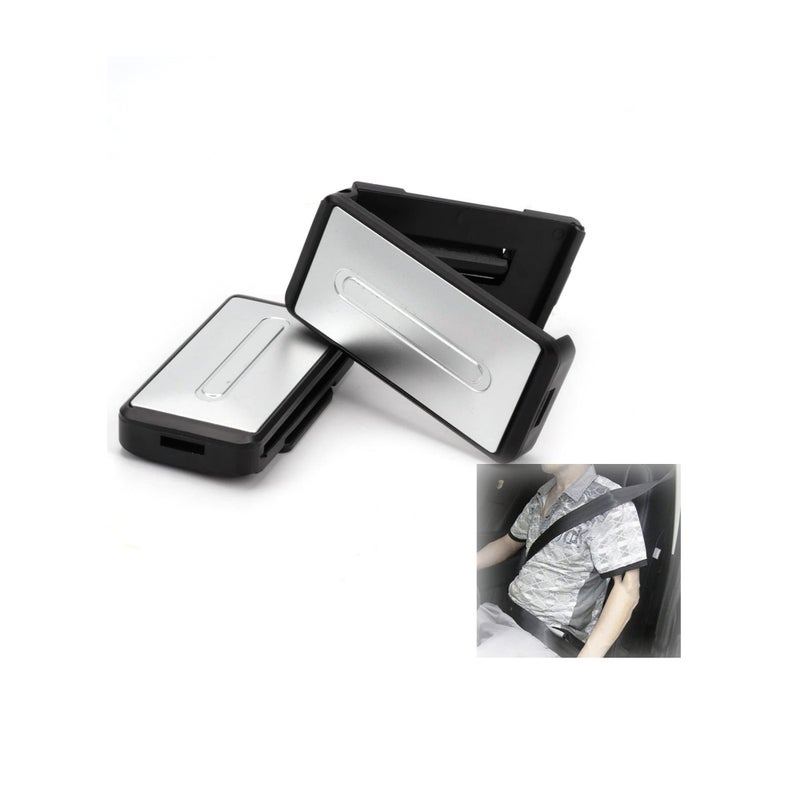 Zikra Car Seat Belt Adjuster, Seatbelt Clips, Auto Car Seat Belt Stopper Clamp, Smart Adjust Seat Belts to Relax Shoulder Neck Tension While Driving (Silver) - Image 1