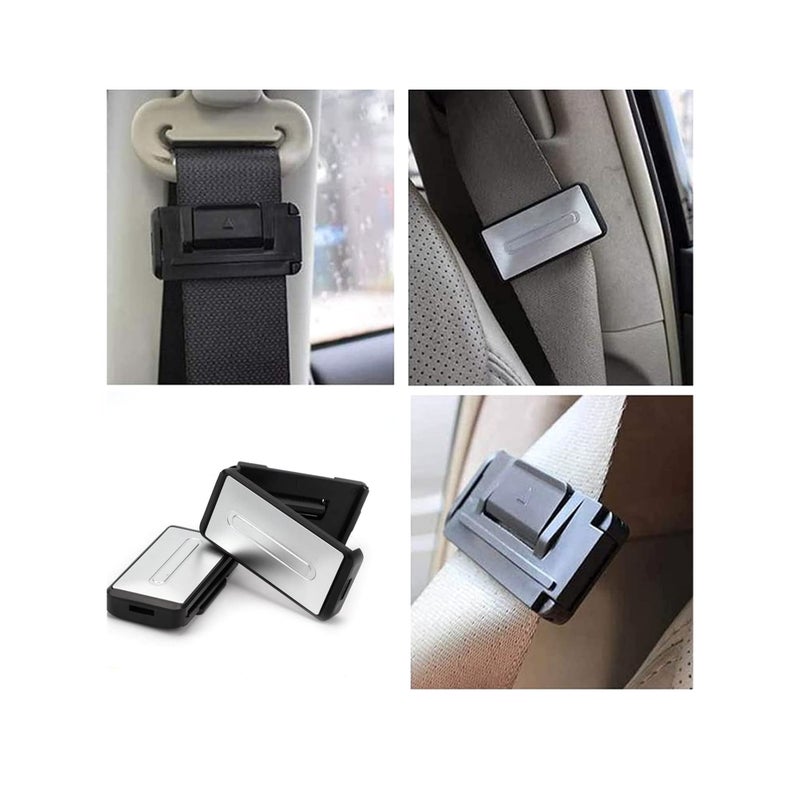 Zikra Car Seat Belt Adjuster, Seatbelt Clips, Auto Car Seat Belt Stopper Clamp, Smart Adjust Seat Belts to Relax Shoulder Neck Tension While Driving (Silver) - Image 2