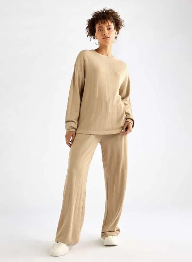 Splash FAV Textured Long Sleeves T-shirt and Pants Set