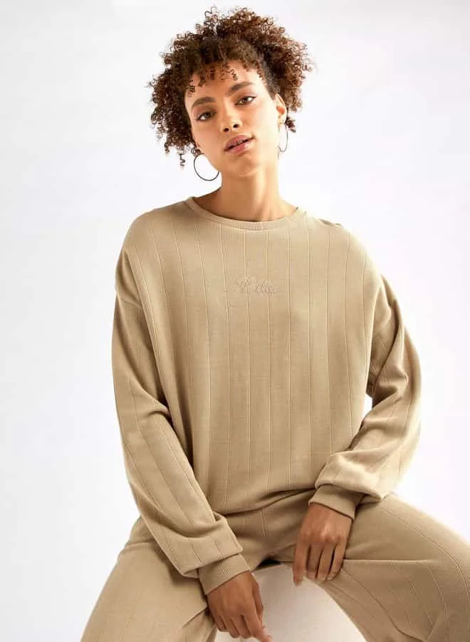 Splash FAV Textured Long Sleeves T-shirt and Pants Set