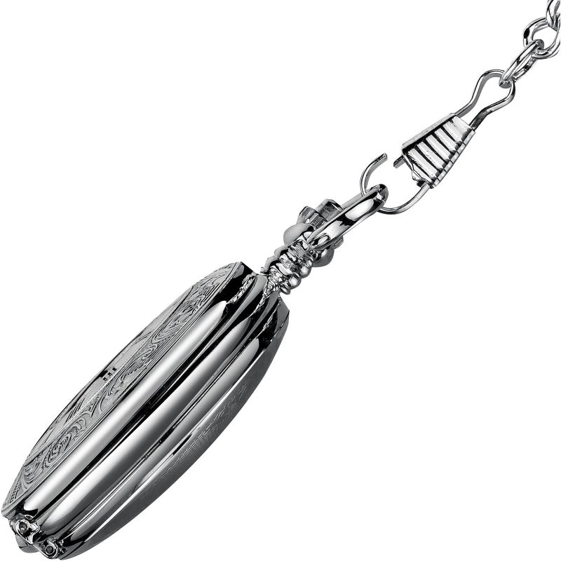 VIGOROSO Mens Pocket Watch with Chain Half Hunter Double Cover Skeleton Mechanical Men Watches Roman, Dad Christmas Gifts for Fathers Day - Image 5