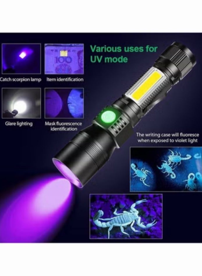 1800 Lumen LED Tactical Flashlight, Rechargeable LED Flashlight with Cob Side Light Super Bright Flashlight Battery Powerd Waterproof Handheld Flashlights  - Image 2