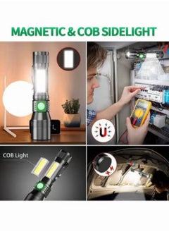 Generic 1800 Lumen LED Tactical Flashlight, Rechargeable LED Flashlight with Cob Side Light Super Bright Flashlight Battery Powerd Waterproof Handheld Flashlights  - Image 3