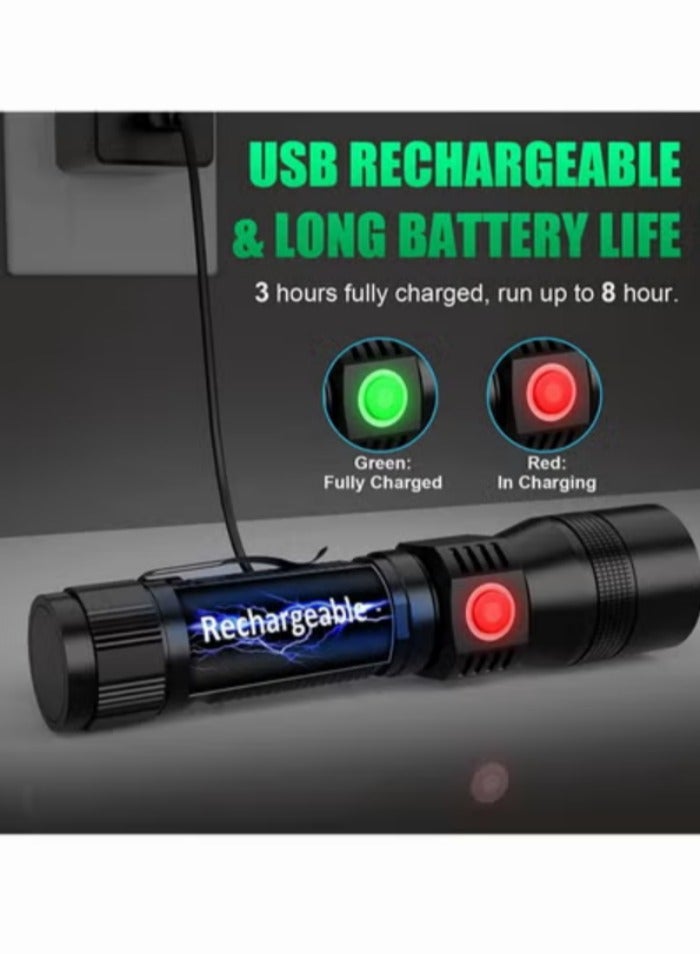 1800 Lumen LED Tactical Flashlight, Rechargeable LED Flashlight with Cob Side Light Super Bright Flashlight Battery Powerd Waterproof Handheld Flashlights  - Image 5