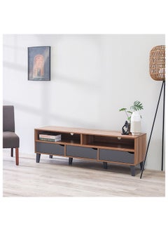 DANUBE HOME Fabian TV Cabinet For Up To 55 Inches TV Entertainment Modern Design Wall Unit Furniture Wooden TV Stand For Living Room Bedroom TV Rack L152xW40xH49 cm Cherry/Dark Grey  - Image 3