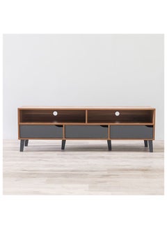 DANUBE HOME Fabian TV Cabinet For Up To 55 Inches TV Entertainment Modern Design Wall Unit Furniture Wooden TV Stand For Living Room Bedroom TV Rack L152xW40xH49 cm Cherry/Dark Grey  - Image 5