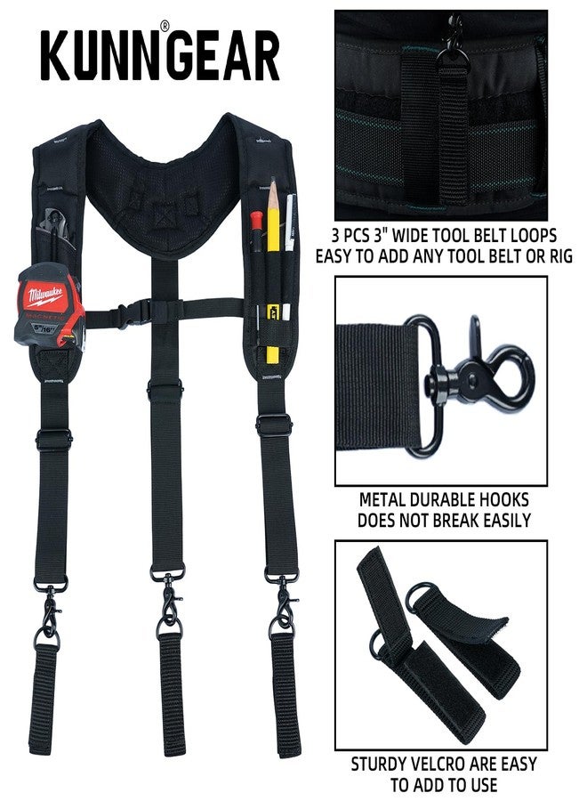 KUNN Tool Belt Suspenders,Heavy Duty 3-Points Padded Construction Work Pouch Suspender for Men with Tool Belt Loops - Image 2
