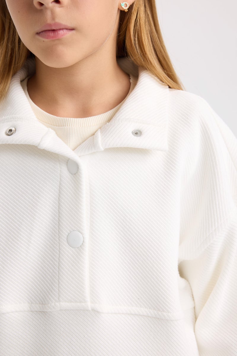 DeFacto Girl Relax Fit Stand-Up Collar Basic Sweatshirt  - Image 4