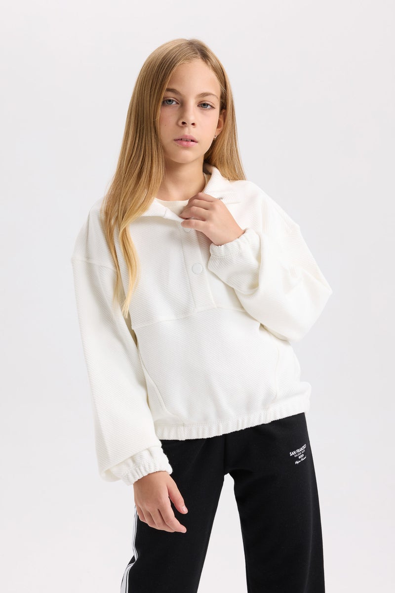 DeFacto Girl Relax Fit Stand-Up Collar Basic Sweatshirt  - Image 1