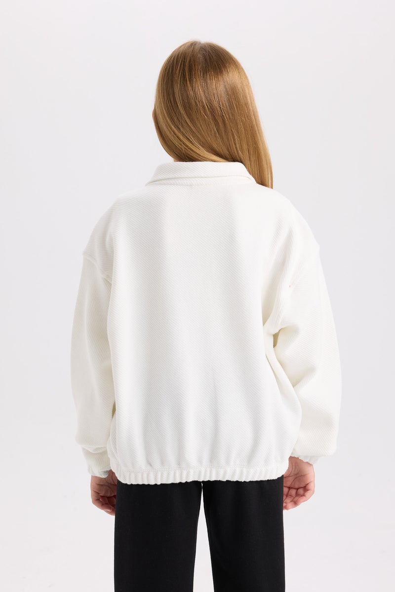 DeFacto Girl Relax Fit Stand-Up Collar Basic Sweatshirt  - Image 5