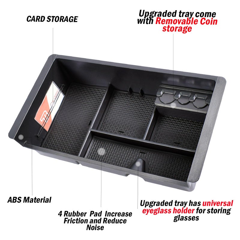 TACOBRO Center Console Organizer for 2014-2018 Chevy Silverado 1500 / GMC Sierra 1500 Accessories and 2015-2019 Sierra/Silverado 2500/3500HD and 15-2020 Yukon/Yukon XL/Tahoe/Suburban Armrest Storage Box black - Image 2