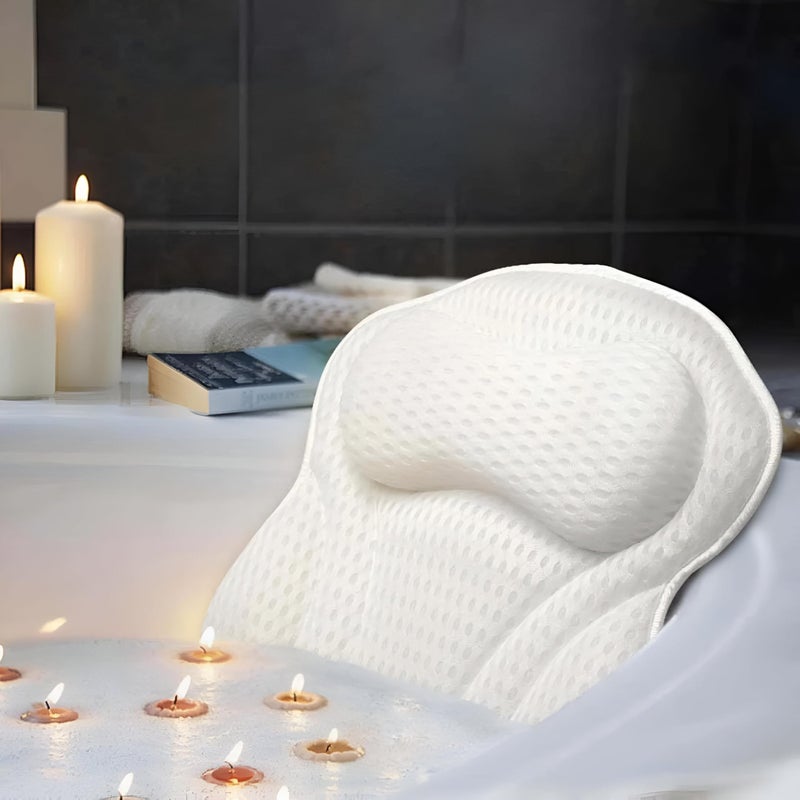 Luxury Bath Pillow Designed for Comfort and Relaxation, Perfect Head and Neck Support, 4D Mesh Soft Material and Equipped with 6 Suction Cups - Image 1
