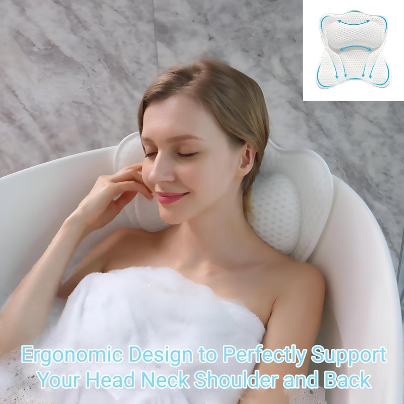 Luxury Bath Pillow Designed for Comfort and Relaxation, Perfect Head and Neck Support, 4D Mesh Soft Material and Equipped with 6 Suction Cups - Image 3