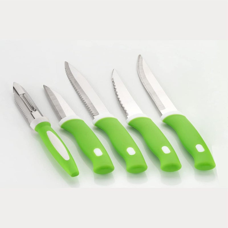 WRYER Plastic Kitchen Knife Set with Plastic Block Knife Set for Kitchen use Knife Holder for Kitchen with Stand Knife 5Pieces - Image 3