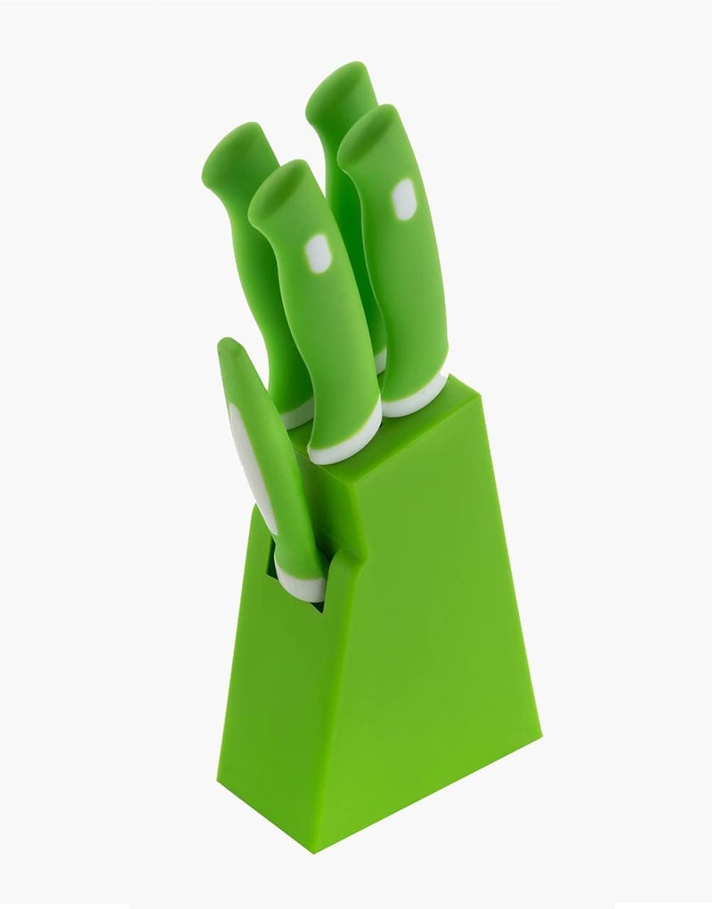 WRYER Plastic Kitchen Knife Set with Plastic Block Knife Set for Kitchen use Knife Holder for Kitchen with Stand Knife 5Pieces - Image 1
