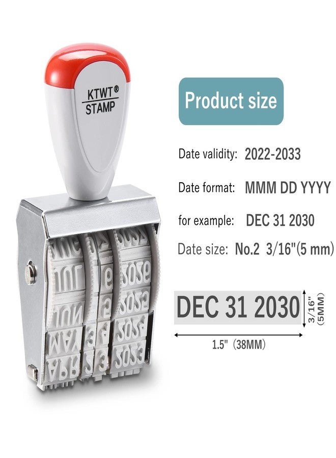 KTWT 1.5" Rubber Stamp Line Dater, Date Stamp, Office Stamp, Rotating Stamp 3/16" (5mm) - Image 2