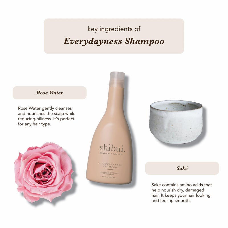 SHIBUI Everydayness Shampoo, Gentle Daily Cleanser with Rose Water & SakÃ©, For Fine to Medium Hair, Color-Safe & Silicone-Free, 33.8 Fl Oz - Image 3
