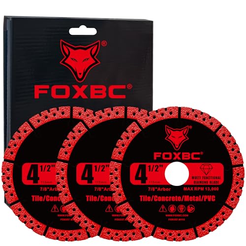 FOXBC 4-1/2 inch Diamond Multi-Purpose Saw Blades for Angle Grinder, Heavy Duty Cut-Off Disc for Metal, Plastic, Porcelain, Ceramic, Marble, Stone - 3 Pack - Image 2
