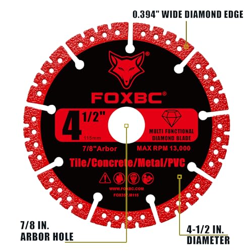 FOXBC 4-1/2 inch Diamond Multi-Purpose Saw Blades for Angle Grinder, Heavy Duty Cut-Off Disc for Metal, Plastic, Porcelain, Ceramic, Marble, Stone - 3 Pack - Image 5