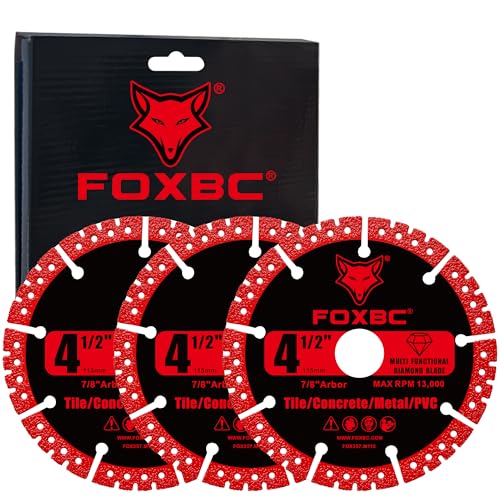 FOXBC 4-1/2 inch Diamond Multi-Purpose Saw Blades for Angle Grinder, Heavy Duty Cut-Off Disc for Metal, Plastic, Porcelain, Ceramic, Marble, Stone - 3 Pack - Image 1