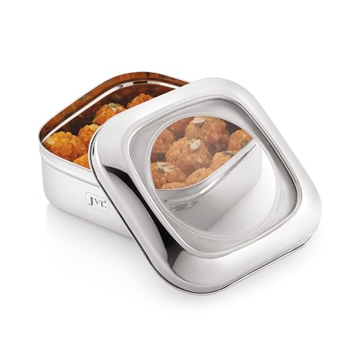 JVL Stainless Steel Kitchen's Storage Costa Square Shape Container Box with See Thorugh Lid - 2000 ml - 1 Pcs - Image 1