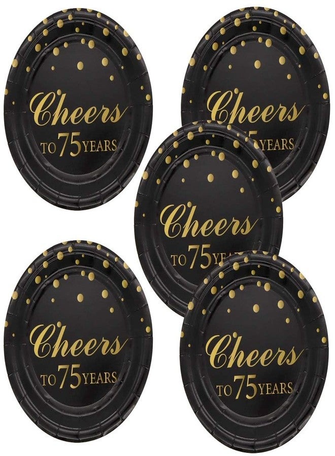 Pandecor 75th Birthday Party Supplies,50 PCS Cheers to 75 Years Disposable 7 Inch Paper Plates Dessert Plates for 75 Years Anniversary Party - Image 2