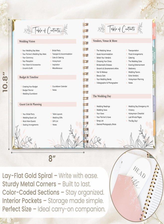 Braveriky Minimalist Wedding Planner Book and Organizer, Bridal Wedding Planning Binder with Tabs, Pockets, Checklists, Calendars, Engagement Gift for Newly Engaged Couples, 8x10.8" - Image 2