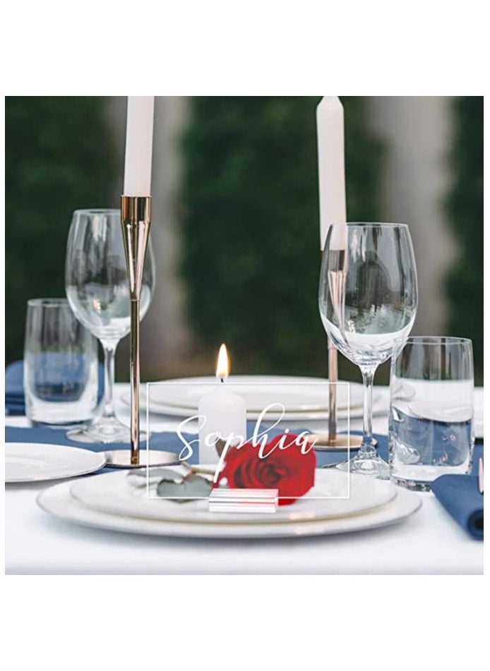 SMARTPOINTS 24 Pieces Acrylic Stands Clear Place Card Holders 1.6 Inch Acrylic Table Sign Holder Table Number Stands Name Card Display Stand for Table Weddings Events Office Meeting  - Image 4