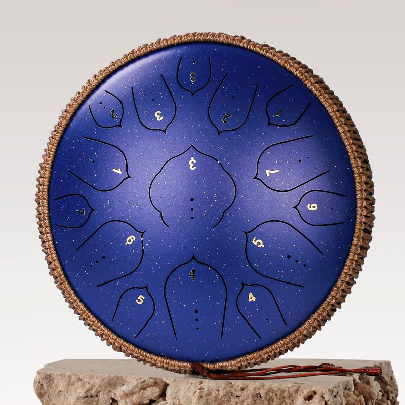 natraldrum Steel Tongue Drum - 15 Notes Steel Drum - 14 Inch Handpan Drum Instrument with Music Book,Tongue Drums Instrument Mallets and Carry Bag, Deepblue - Image 2
