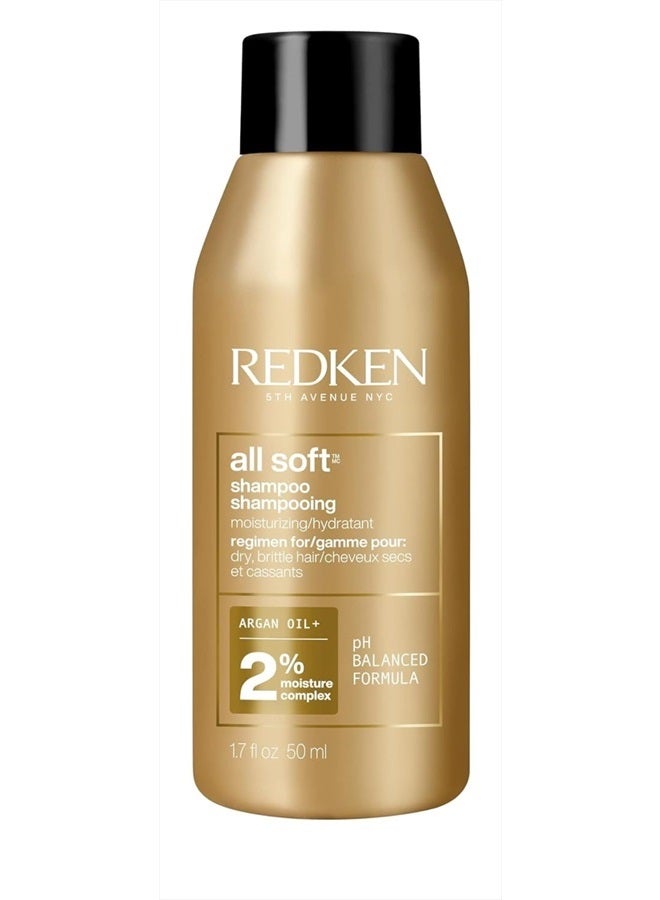 REDKEN All Soft Argan Oil Shampoo | For Dry / Brittle Hair | Provides Intense Softness and Shine | Travel Size | 1.7 Fl Oz - Image 1