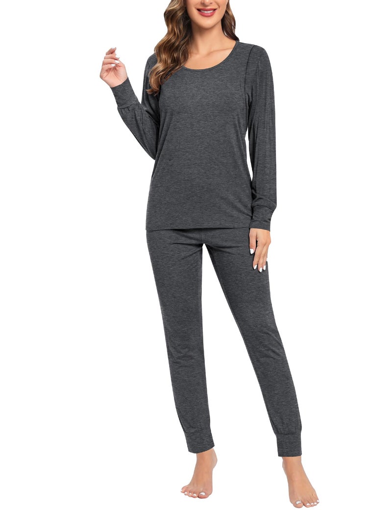 SWOMOG Women Maternity & Nursing Thermal Underwear Set Postpartum Pajamas Breastfeeding Long Sleeve Base Layer Pregnant Pjs Deep Grey - Image 5