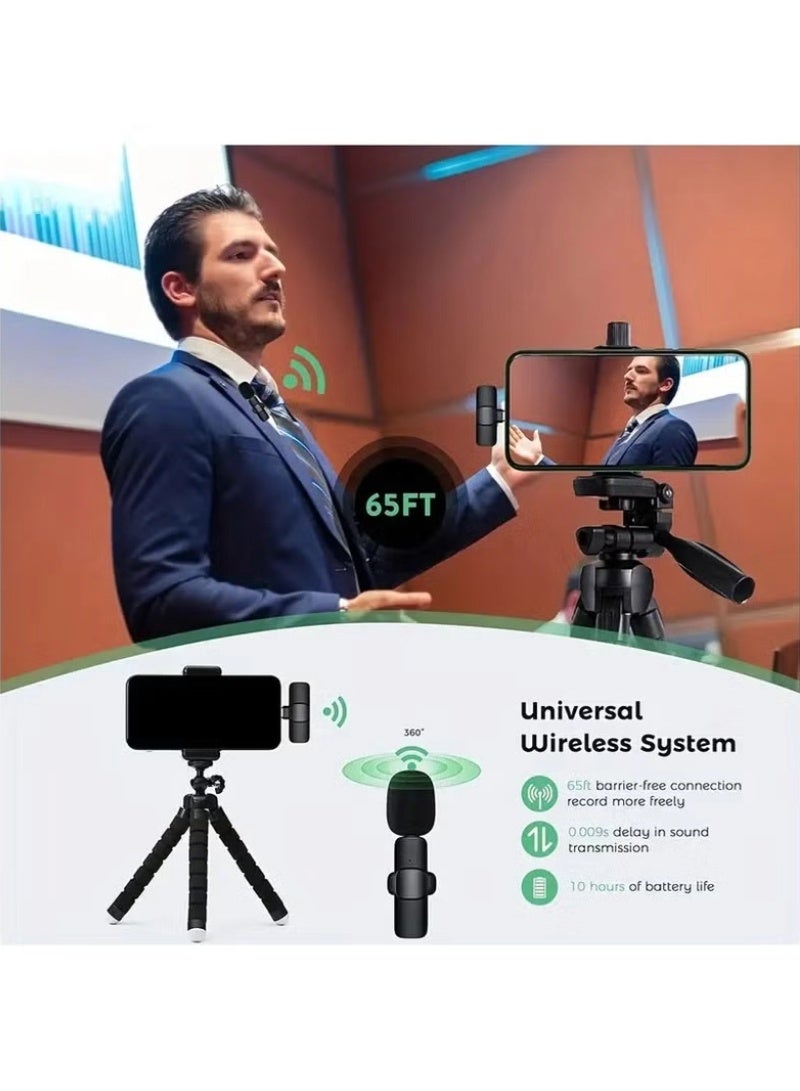 inston Wireless microphone set, with Lightning adapter, with windscreen, wireless microphone for USB-C smartphones and laptops, suitable for audio and video recording, game streaming, interviews, and vlogging  - Image 4